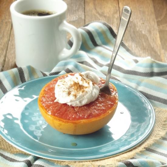 Broiled Grapefruit & Coconut Cream