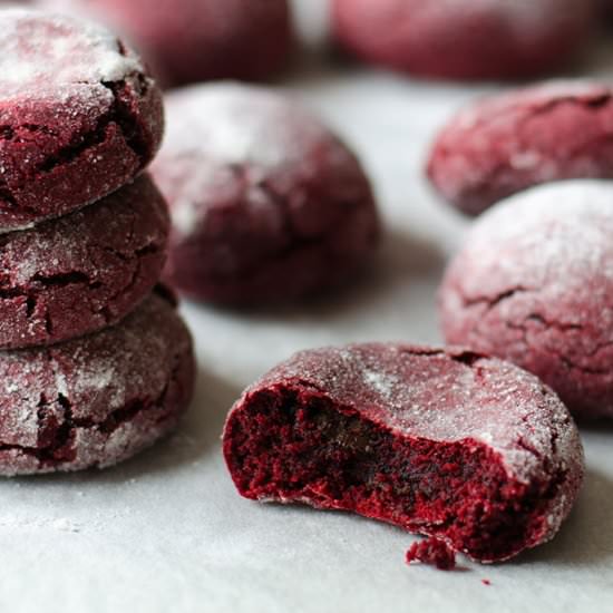 Red Velvet Crinkle Cookies