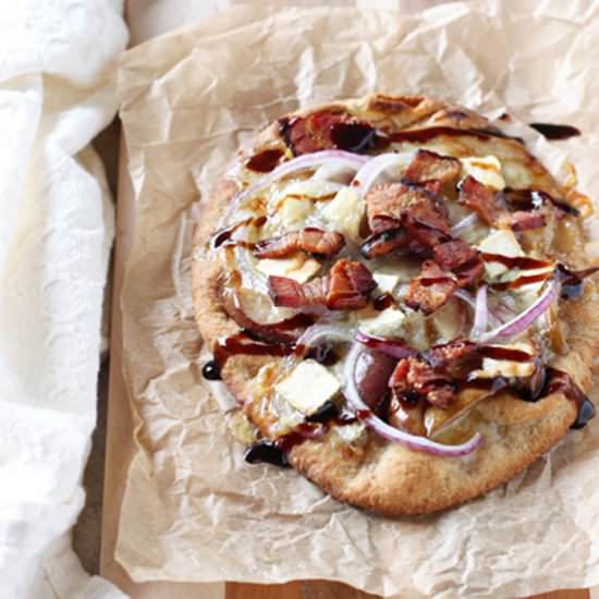 Bacon, brie & pear flatbreads
