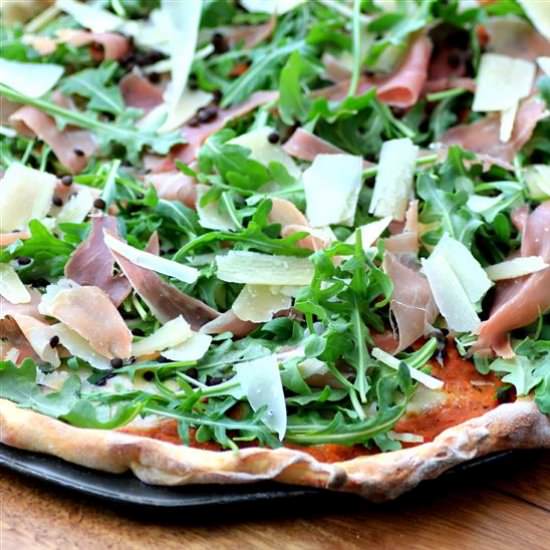 Lentil Prosciutto Parmesan Pizza