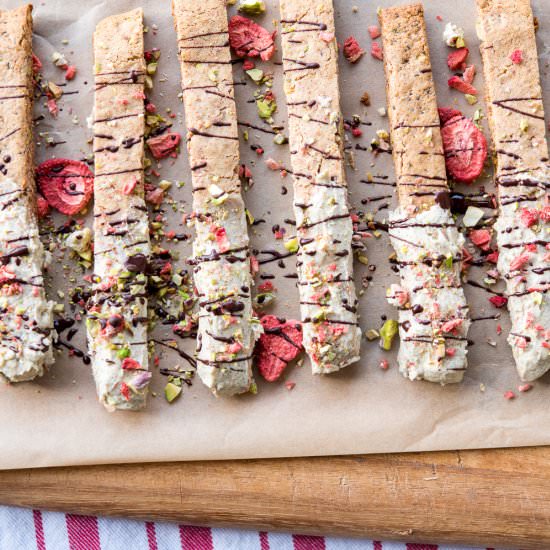 White Chocolate Strawberry Biscotti