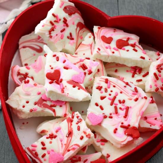 White chocolate valentine bark