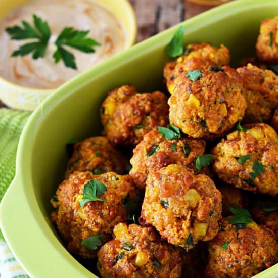 Cheesy Chorizo Cornbread Balls