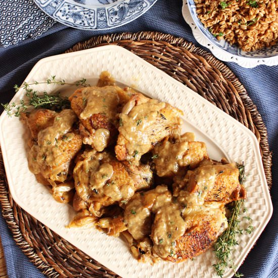 Champagne and Garlic Braised Thighs
