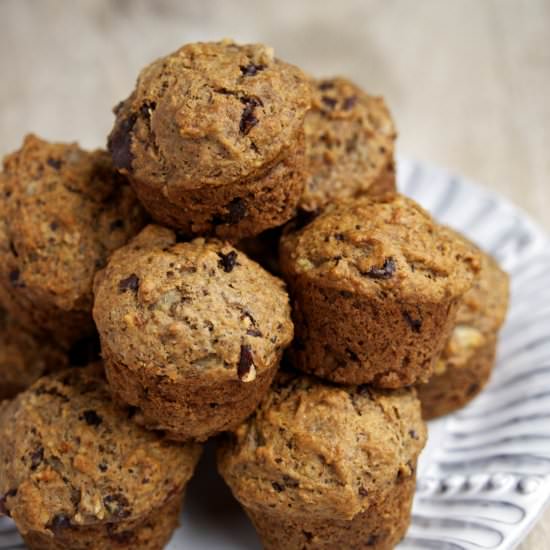 Chocolate, Walnut & Banana Muffins