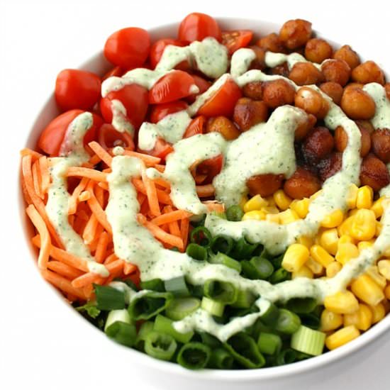 BBQ Chickpea Salad w/ Avocado Ranch