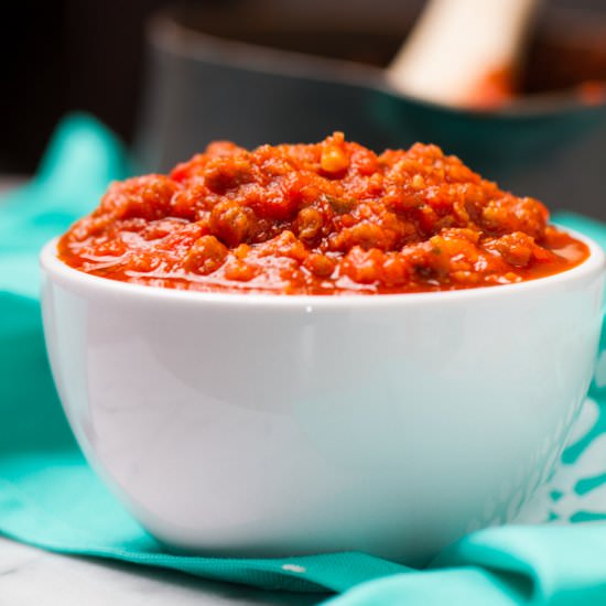 Spicy Vegan Meatless Sauce