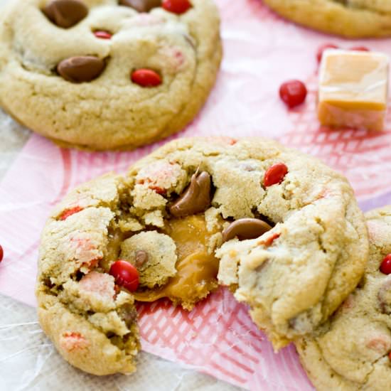 Milk Chocolate Chip Caramel Cookies