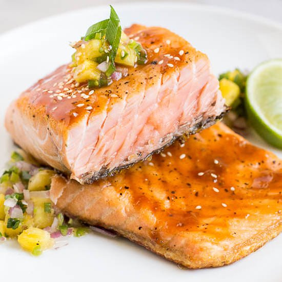 Salmon with Sweet Sriracha Glaze