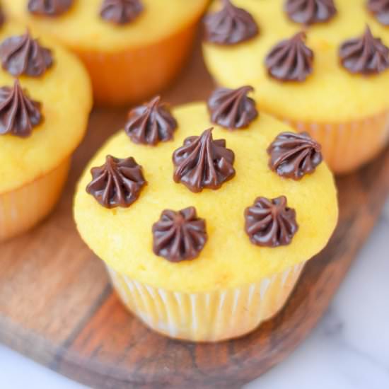 Orange + Chocolate Fudge Cupcakes