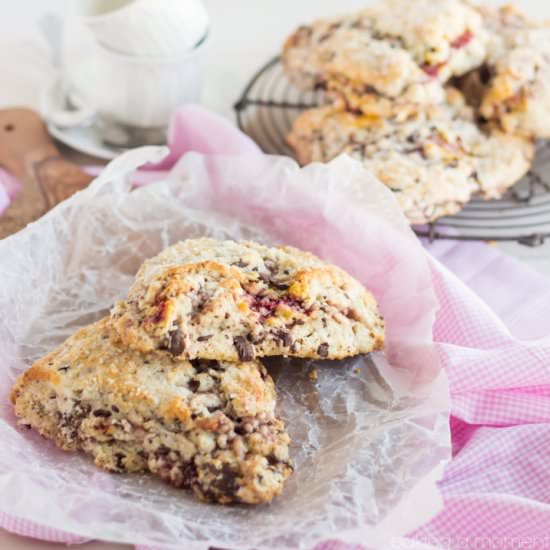 Raspberry & Chocolate Scones