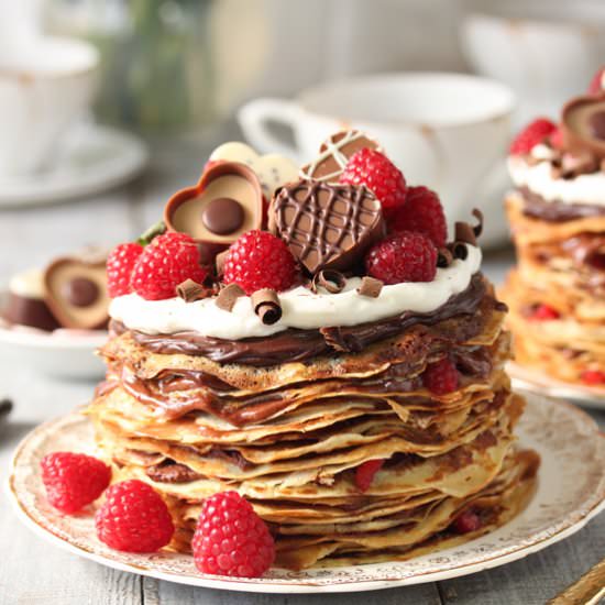 Chocolate Rasperry Mini Crepe Cakes