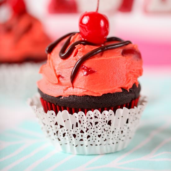 Chocolate Covered Cherry Cupcakes