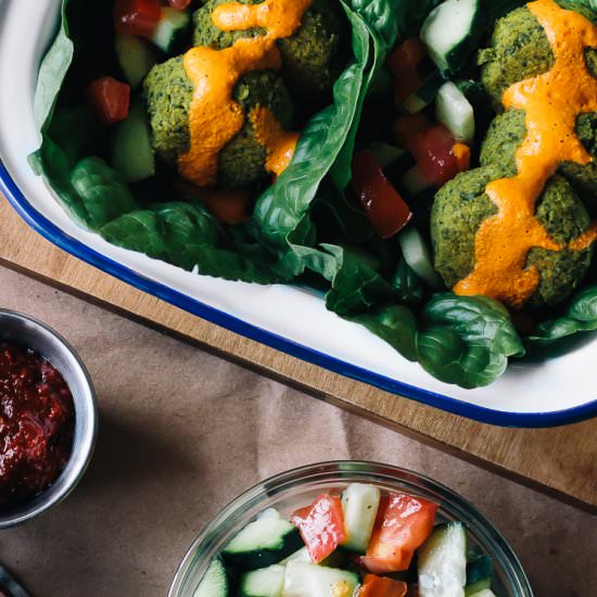 Turmeric Falafel w/ Harissa Tahini