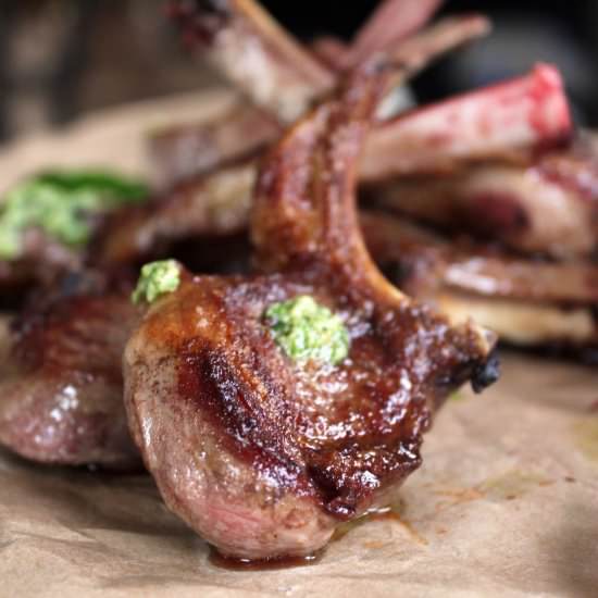 Lamb Lollipops + Cashew Mint Pesto