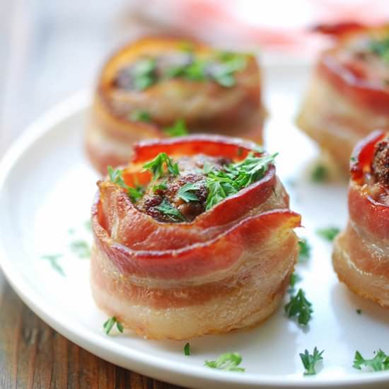Bacon Wrapped Mini Meatloaves