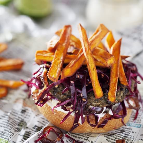 Lentil Burger & Sweet Potato Fries