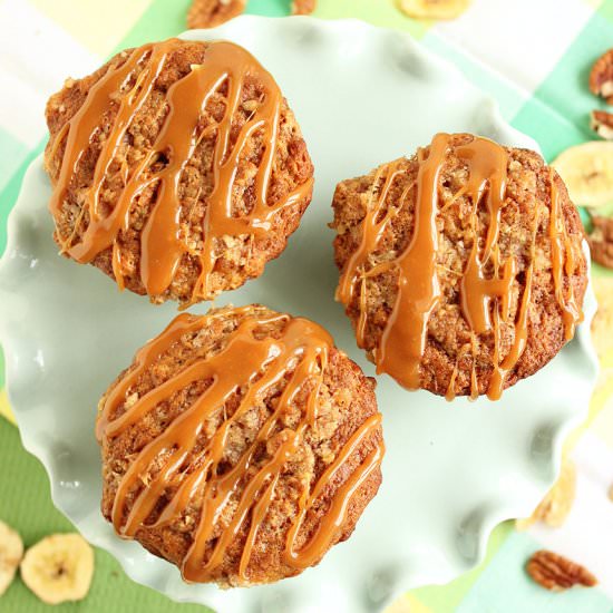 Caramel Crunch Banana Oat Muffins