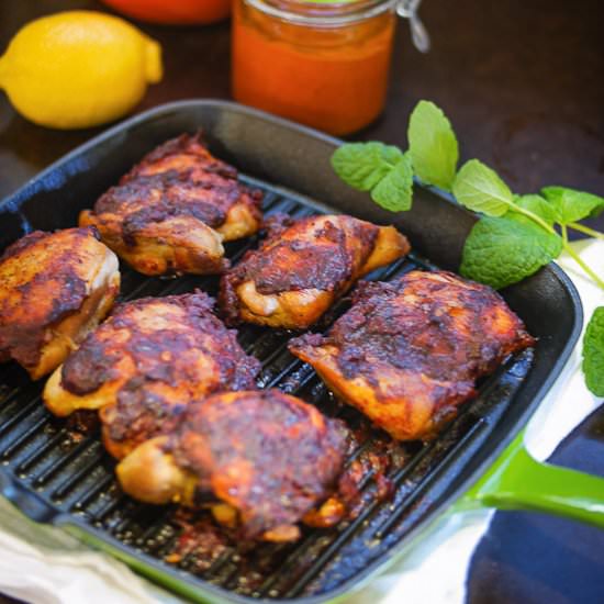 Roasted Harissa Chicken Thighs