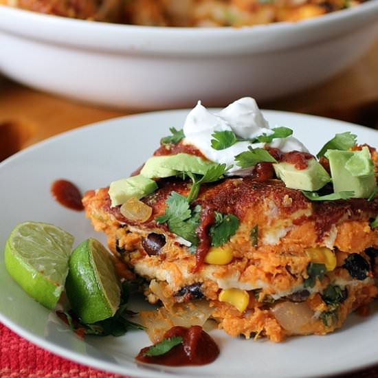 Sweet Potato Enchilada Casserole
