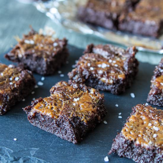 Olive Oil Brownies w/ Caramel
