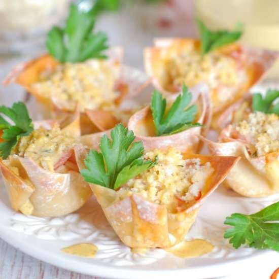 Chicken Cordon Bleu Wonton Cups
