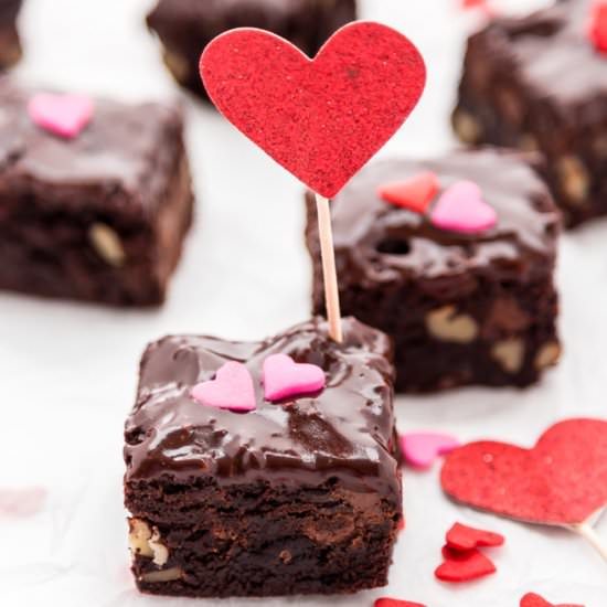 Fudgy Brownies with Chocolate Glaze