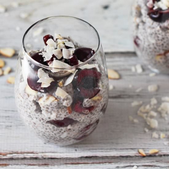 Cherry Coconut Almond Chia Pudding