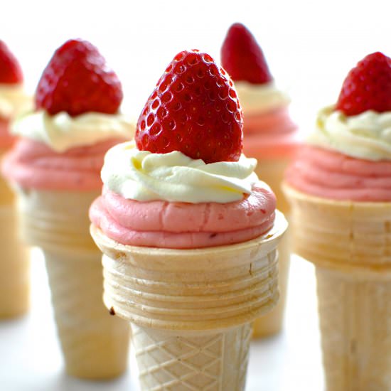 Strawberry Ice-Cream Cupcakes