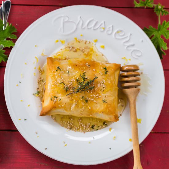 Baked Thyme and Lemon Feta in Filo