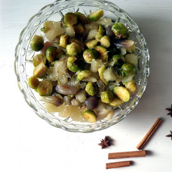 Roasted Brussels Sprouts and Pomelo