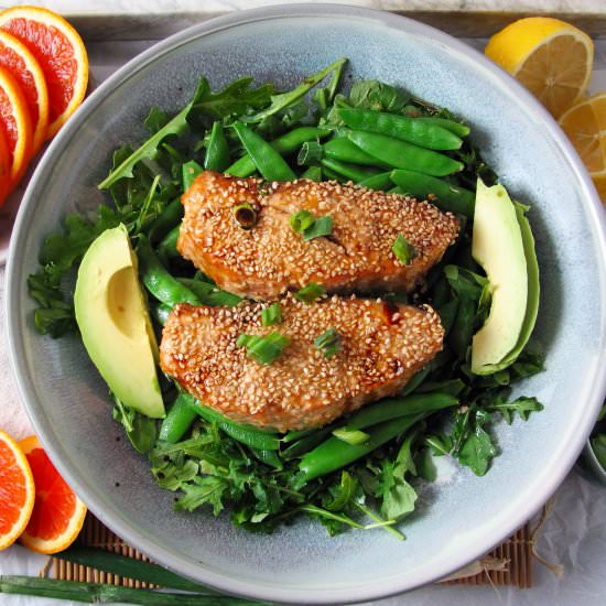 Honey Sesame Ginger Glazed Salmon
