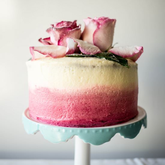 Crystallized White Rose Cake
