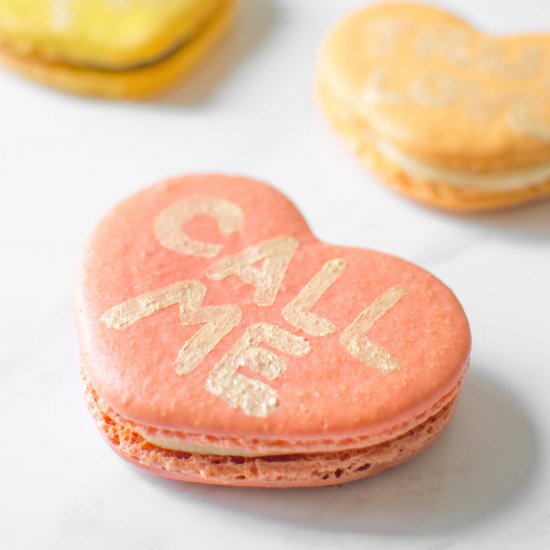 Conversation Heart Macarons