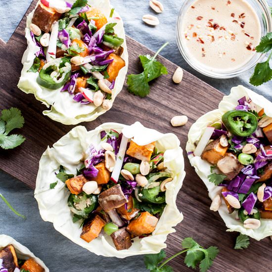 Thai Peanut Sweet Potato Wraps