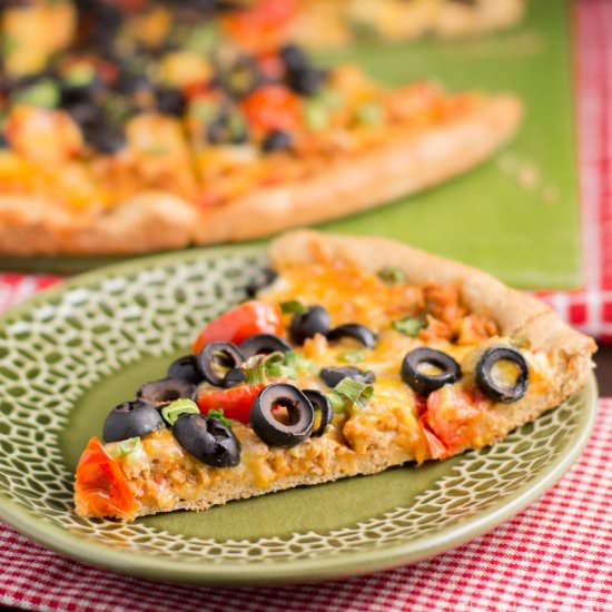 Taco Pizza with Easy Cornmeal Crust