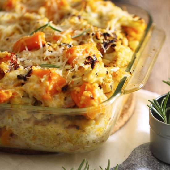 Squash & Cauliflower Quinoa Bake