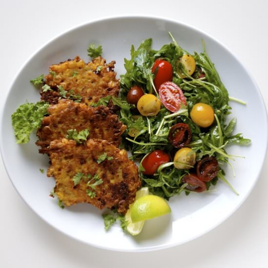 Squashed Quinoa Corn Fritters