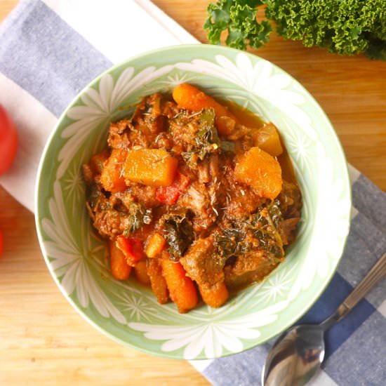 Creamy Beef, Kale, and Tomato Stew