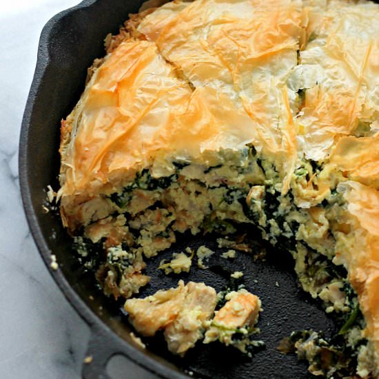 Chicken Florentine Phyllo Pie