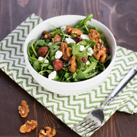 Roasted Grape, Feta & Arugula Salad