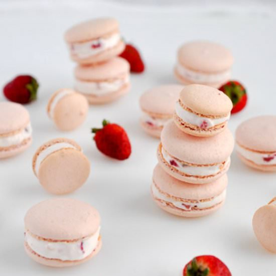Strawberry Shortcake Macarons