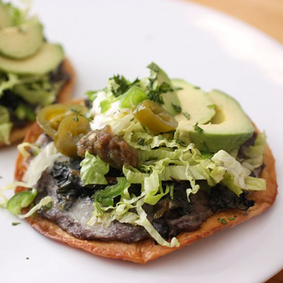 Refried Black Bean Tostadas