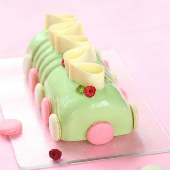 Raspberry Pistachio Yule Log