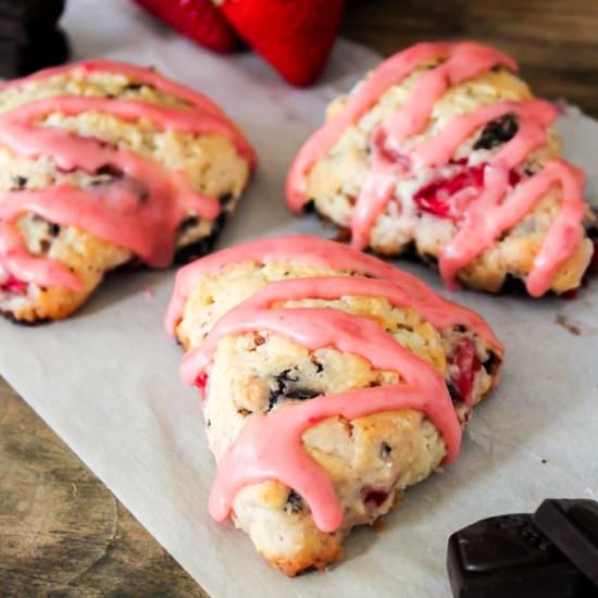 Dark Chocolate Strawberry Scones