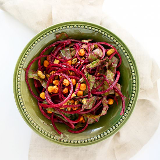Beet Noodle and Rainbow Chard Salad