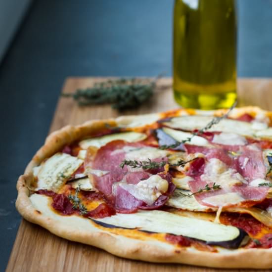 Eggplant Pizza with Prosciutto