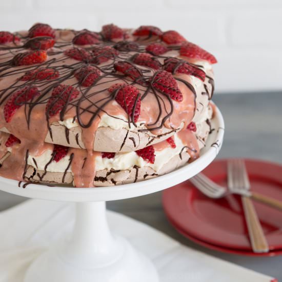 Chocolate Strawberry Pavlova