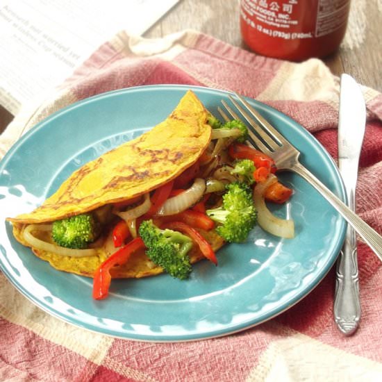 Veggie Stuffed Vegan Omelet