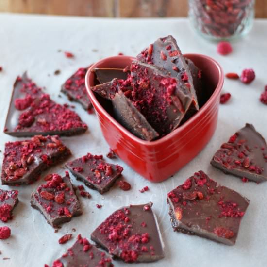 Raw Chocolate Goji & Raspberry Bark